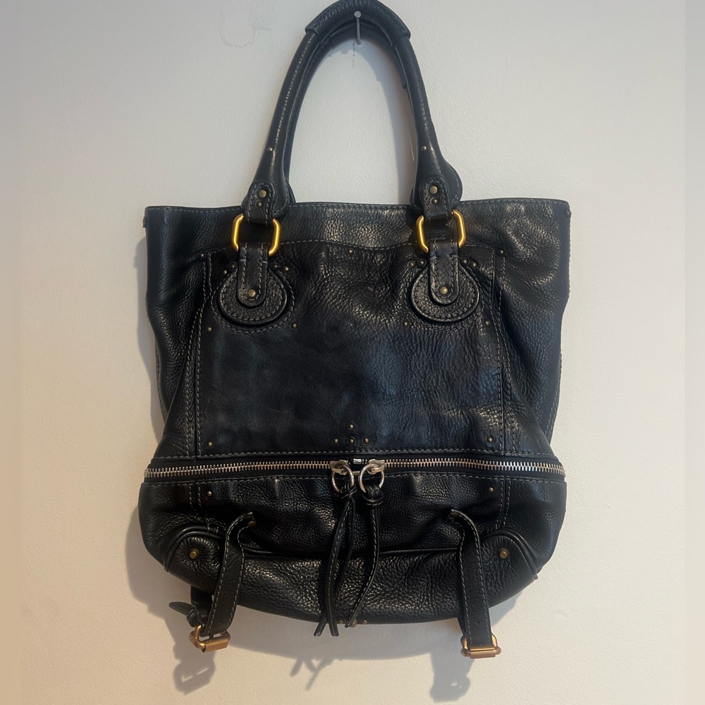 Authentic Chloe Paddington Tote Bag- Black Leather